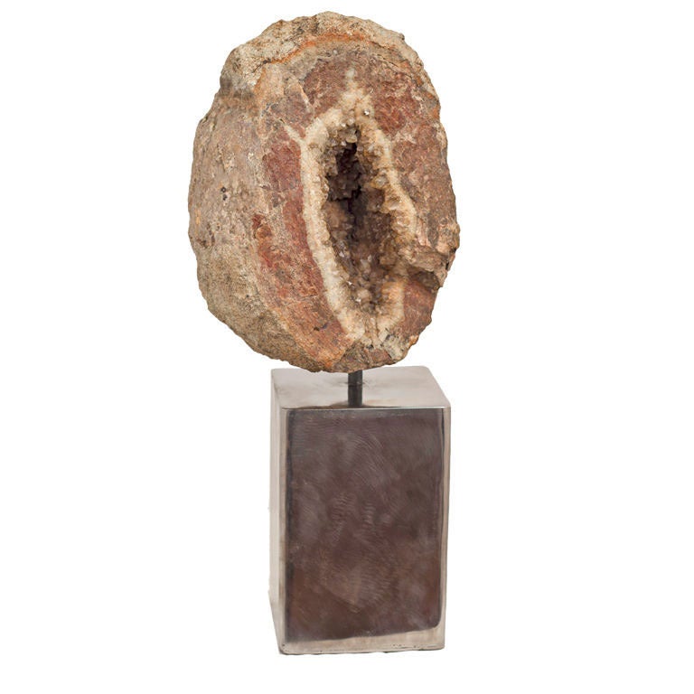 Large Crystal Geode on Custom Steel Stand