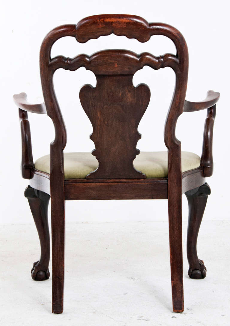 Georgian George II Style Walnut Arm Chair circa 1890
