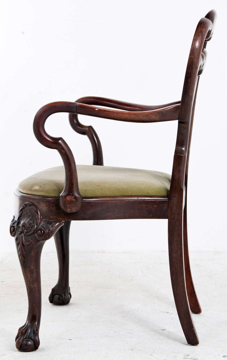 Irish George II Style Walnut Arm Chair circa 1890