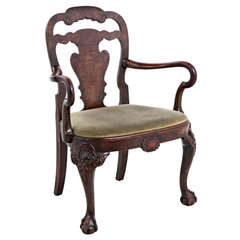 George II Style Walnut Arm Chair circa 1890