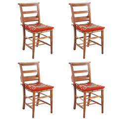 Set of Four Rustic Chairs with Tapestry Cushions c. 1840 3