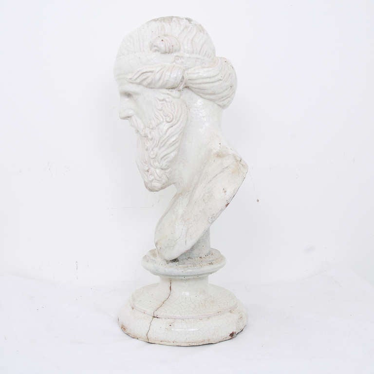 18th Century and Earlier 17th or 18th Century Faience Bust of Aristotle