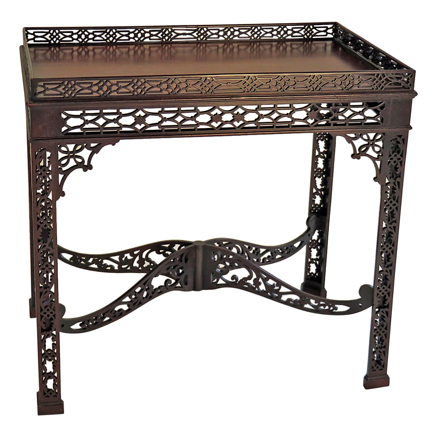 Fine Chippendale Style Mahogany Silver Table circa 1900