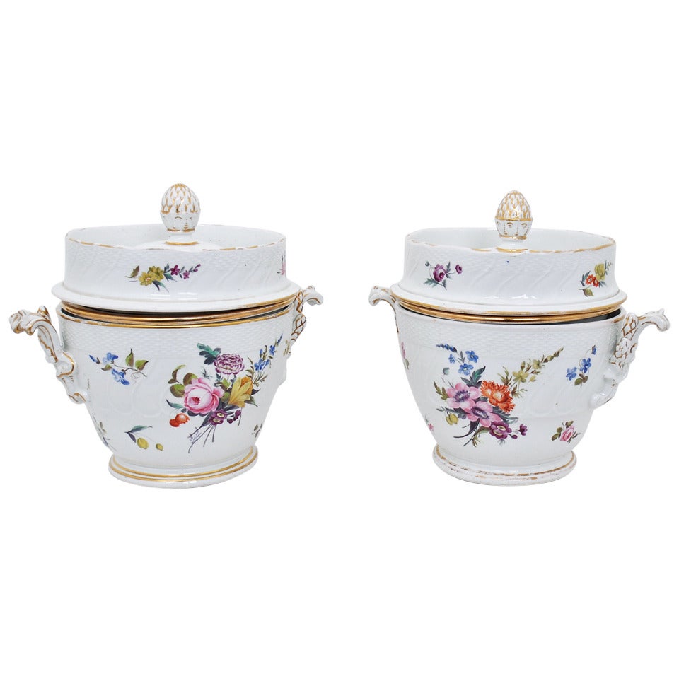 Rare Pair of 19th Century Porcelain Fruit Coolers