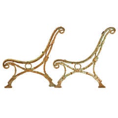 Antique Egyptian Revival Cast Iron Bench Supports, France, 1880 9