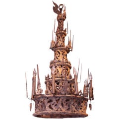 Thai or Burmese Gilt Finial Chandelier 6