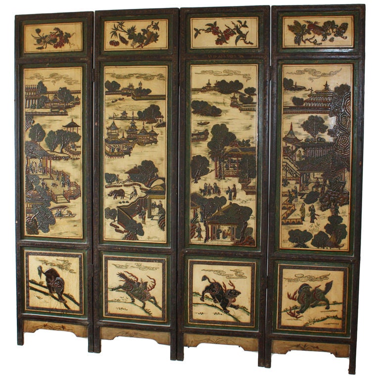Unusual Ivory Ground Chinese Screen at 1stDibs ivory screen