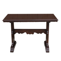 A Small Italian Baroque Walnut Trestle Table
