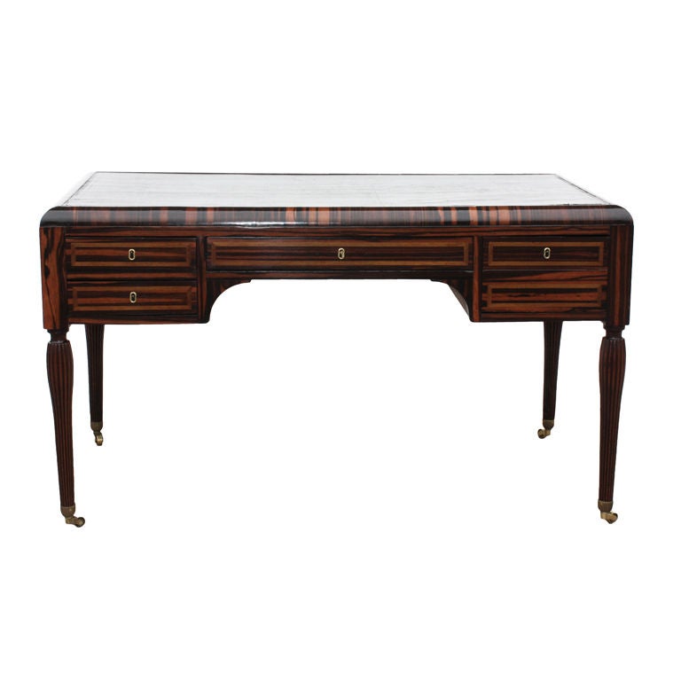 Art Deco Zebra Wood Desk / Bureau Plat at 1stDibs