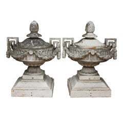 Pair of Huge Impressive Iron Painted Urns French Val d Osne, Paris, circa 1900