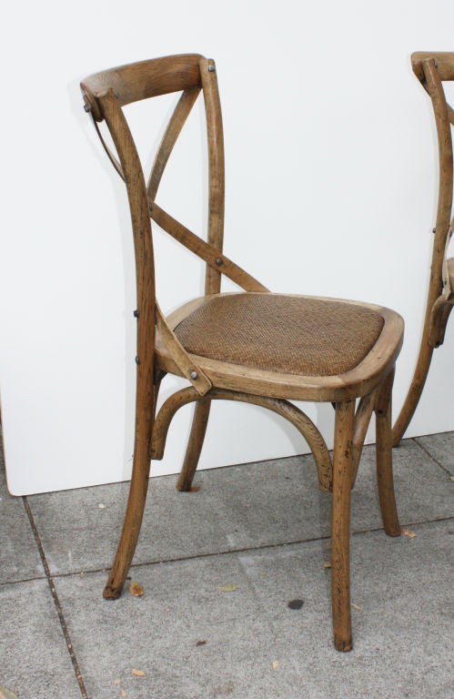 A very handsome set of six bistro chairs in the Thonet style with and interesting black 