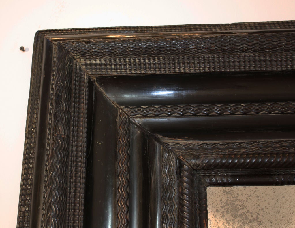 Large Ebony Baroque Period Framed Mirror