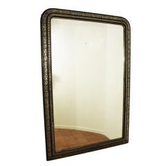 LARGE CHIC SILVER & BLACK FRENCH MIRROR