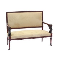 Empire Style Carved Settee with Ebonized Accents