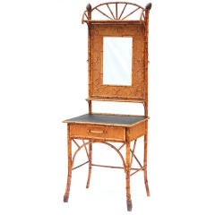 Antique English Bamboo & Rattan Dressing Table