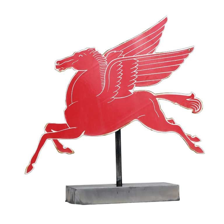 Iconic Red Pegasus Enameled Sign