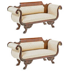 Pair of American Empire Sofas, 19th Century