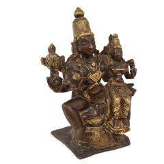 Antique Indian Bronze Figure of Shiva & Parvati