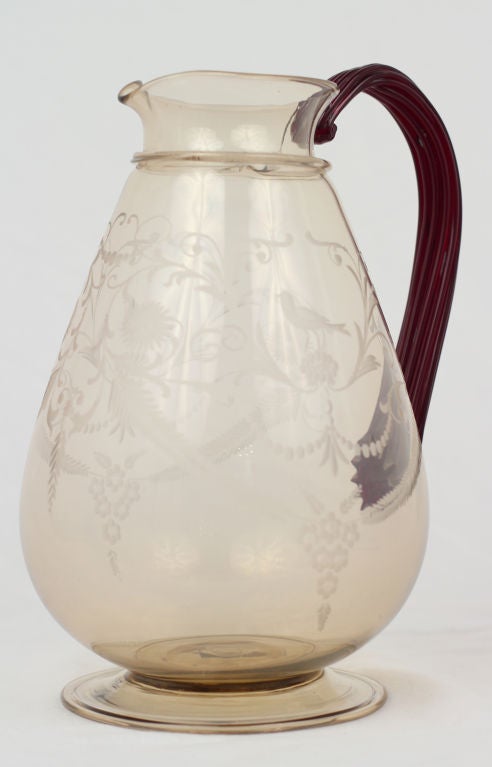 Fantastic Venetian Murano Tray, Pitcher & Glass Set