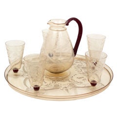 Fantastic Venetian Murano Tray, Pitcher & Glass Set