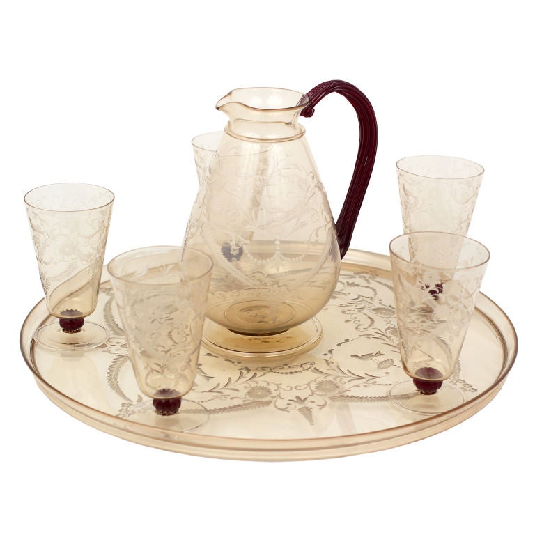 Fantastic Murano Tray, Pitcher and Glass Set at 1stDibs