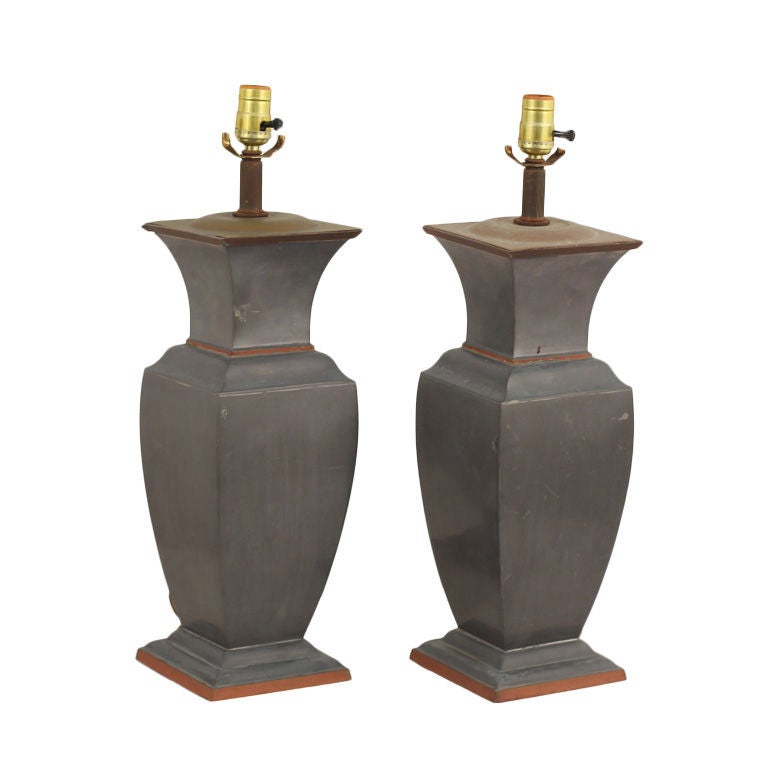 Chinese Pewter and Brass Vase / Lamps