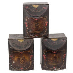 Set of American Japanned Tea Canisters