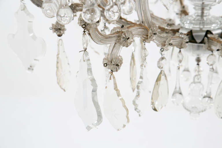 Maria Theresa Glass & Crystal Chandelier In Good Condition In San Francisco, CA