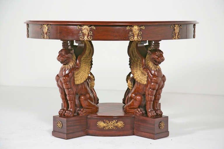 Large Baltic Neoclassical Center Table, 19th century 2