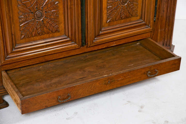 Rare Deeply Carved Italian Walnut Armoire c.1820 2