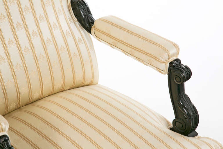 Pair of Napoleon III Ebonized Armchairs 3