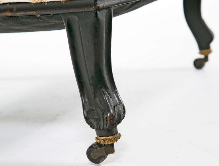 French Pair of Napoleon III Ebonized Armchairs