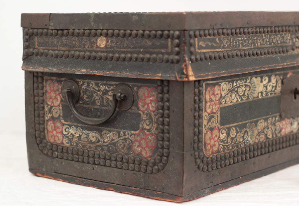 Wood Rare Small Chinese Export Painted Camphor Box