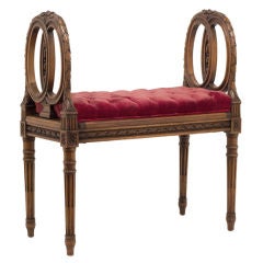 Walnut Louis XVI Style Bench / Window Seat