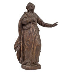 Continental Baroque Wood Carving of a Saint
