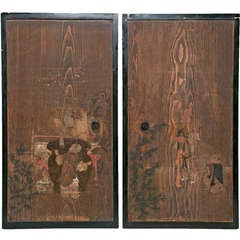 Meiji Japanese Painted Doors