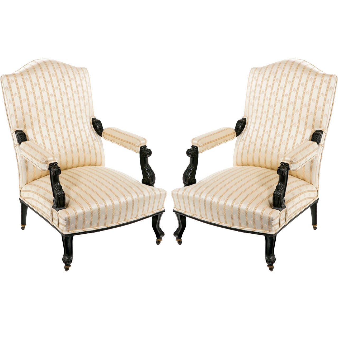 Pair of Napoleon III Ebonized Armchairs