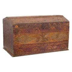 Old Carved & Painted Trunk