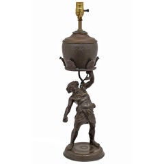 Grand Tour Bronze Figure of Silenius as a Oil Lamp