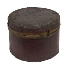Antique Tibetan Leather & Iron Wooden Box