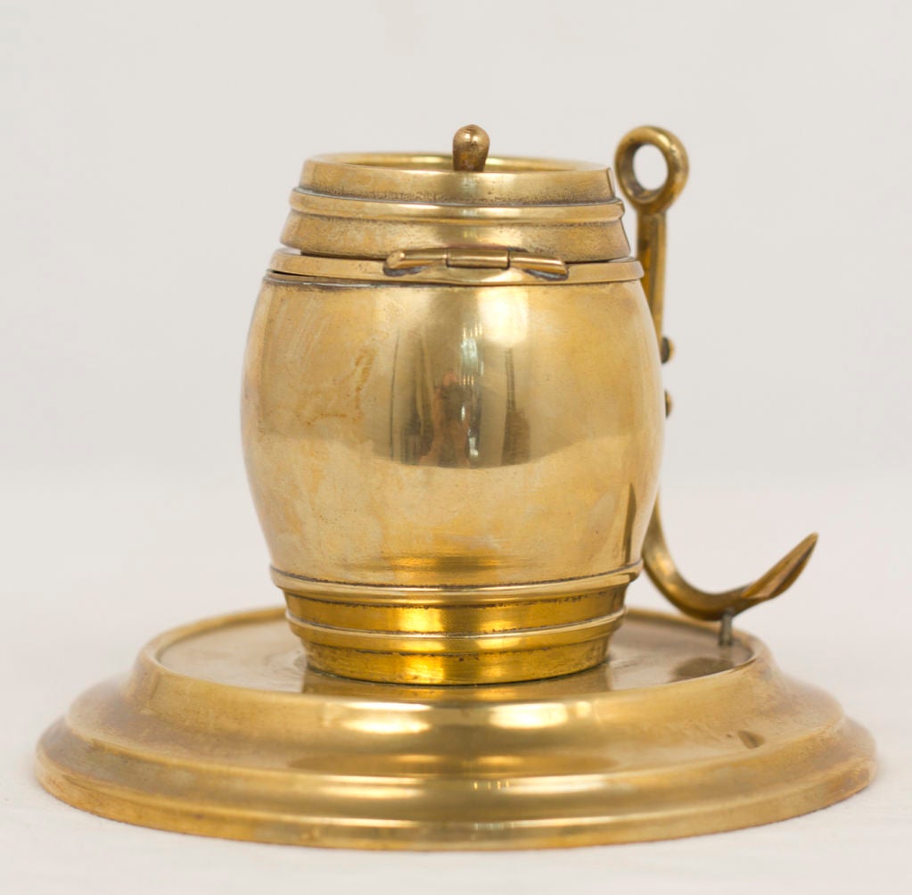 19th Century Nautical Brass Inkwell
