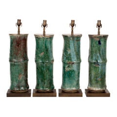Antique "Bamboo" Glazed Ceramic Pipes / now Lamps