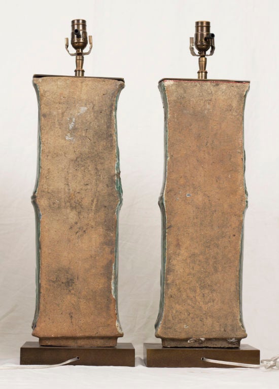 Antique "Bamboo" Glazed Ceramic Pipes / now Lamps