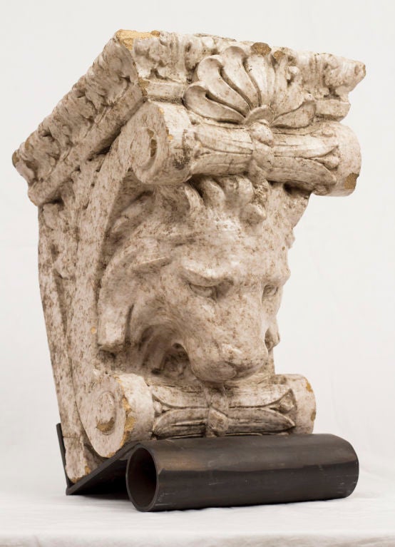 Glazed Pottery Lion Corbel