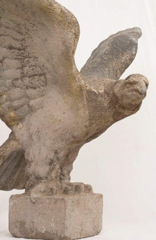 Folk Art Large Cast Stone Eagle