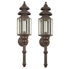 Large Pair of Antique Carriage Lanterns