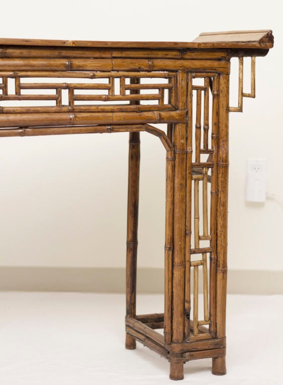 Chinoiserie Antique Elm and Bamboo Altar Table, China early 19th century
