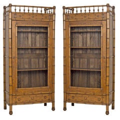 Pair of Faux Bamboo Armoires
