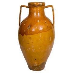 Vintage Large Yellow Glazed Olive Jar