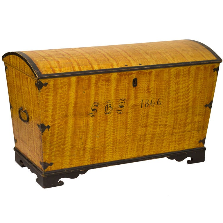Yellow Painted Trunk Dated 1866